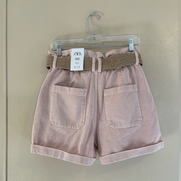 NWT Zara Belted Baggy shorts sz 6 - Picture 2 of 5
